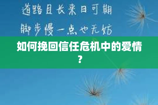 如何挽回信任危机中的爱情？