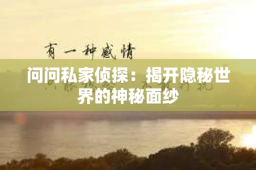 问问私家侦探：揭开隐秘世界的神秘面纱